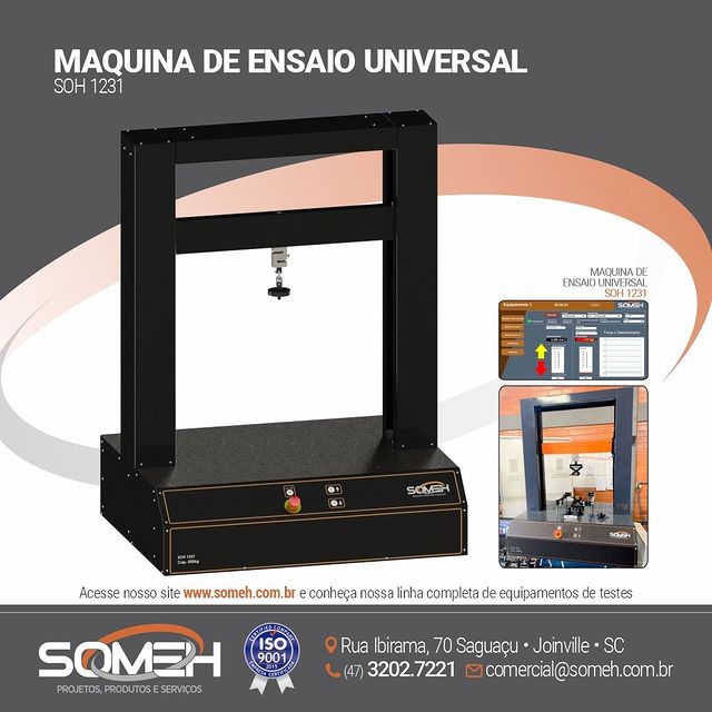 Máquina de ensaio universal da Someh Engenharia, capaz de realizar o ensaio de tração.