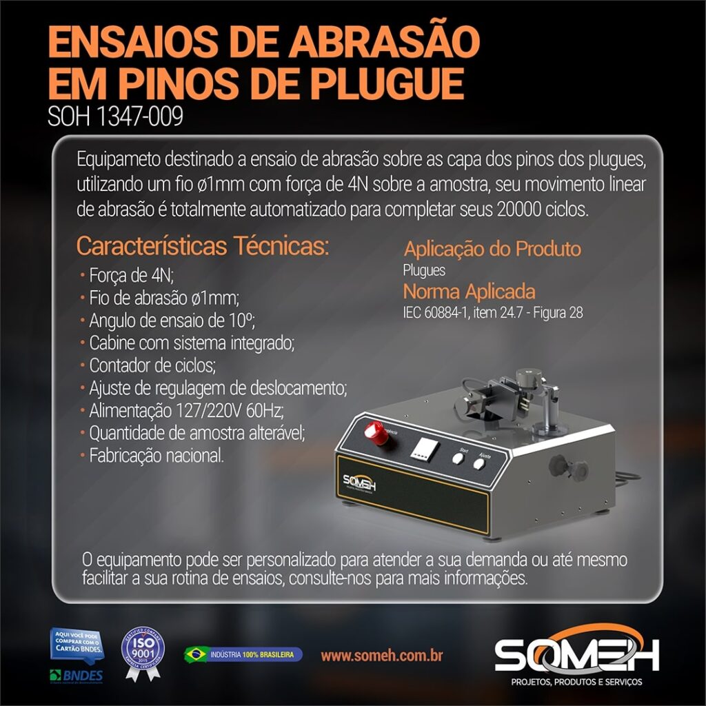 Ensaio de Abrasão NBR 60884-1 item 24.7 fig. 28 | Someh