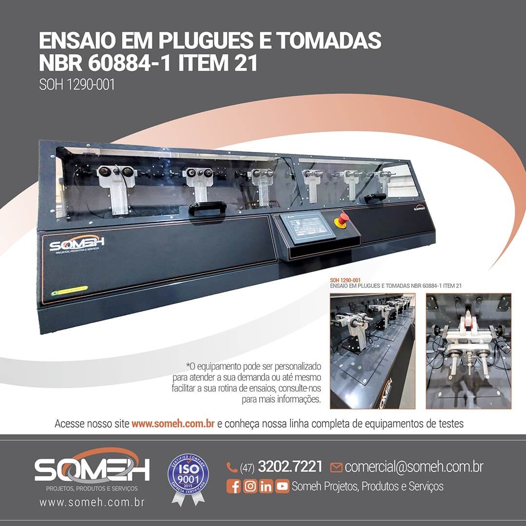 Ensaio de plugues e tomadas NBR 60884-1 item 21