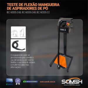 Teste de flexão mangueira de aspiradores de pó
