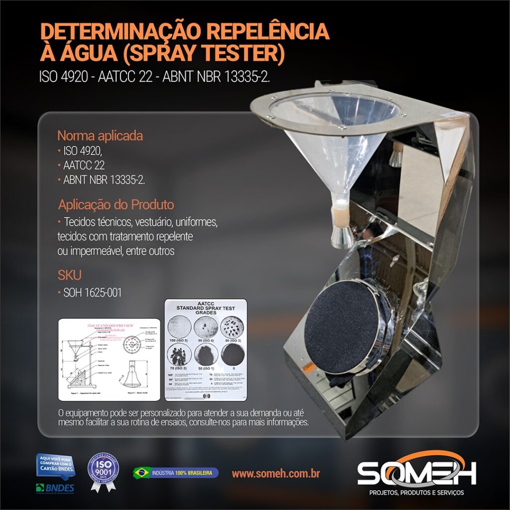 SOH 1625 Determinação Repelência À Água (Spray Tester) Portátil ISO 4920;333.2 - AATCC 22